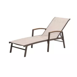 Outdoor Adjustable Aluminum Patio Chaise Lounge Chair Beige - Crestlive Products
