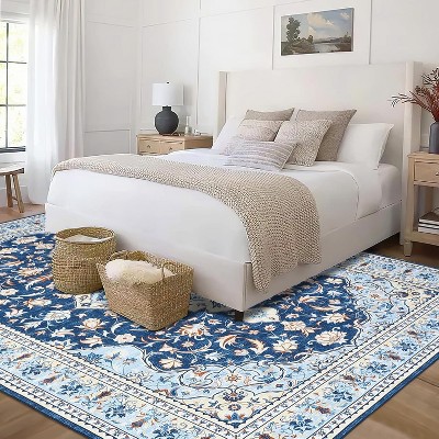 Area Rug,Rugs for Living Room,Washable Vintage Rug,Non-Slip Low Pile Throw Soft Rugs with Rubber Backing,Washable Rugs,Kitchen Rugs