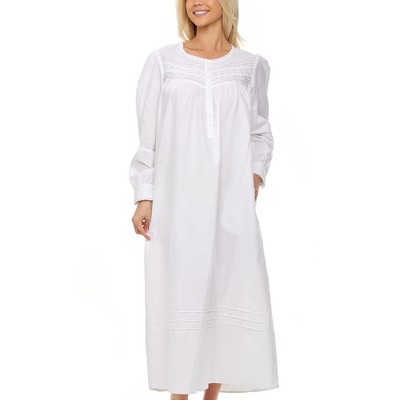Women's Cotton Victorian Nightgown With Pockets, Emily Long Sleeve Lace ...