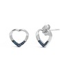 Haus of Brilliance Silver Blue Diamond Accent Open Heart Stud Earrings - 2 of 4