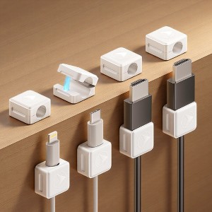 FONTOI 6/8/12 Pack Magnetic Cord Organizer, Cable Clips Holder for Nightstand, Cable Clips Wire Management, Universal Fit, White / Black - 1 of 4
