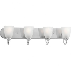 Progress Lighting Gather 4-Light Bath Bracket, Polished Chrome, Etched Glass Shades - 1 of 4