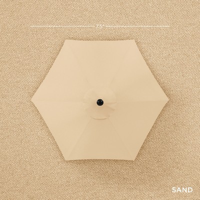 7.5ft Sand Hexagon Outdoor Umbrella with Black Steel Pole