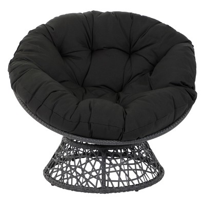 Black Handcrafted Metal Swivel Papasan Chair