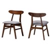 Baxton Studio 2pc Ulyana Fabric and Wood Dining Chair Set Gray/Dirty Oak: Polyester Upholstery, Rubberwood Frame - 2 of 4