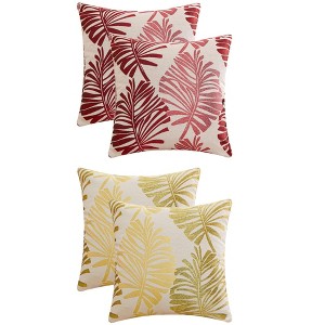 REGALWOVEN 4 Pcs Palm Leaf Pattern Decorative Throw Pillow Covers for Farmhouse Home Sofa Couch Bed - 1 of 4