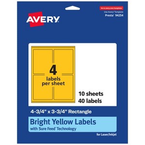 Avery Bright Yellow Paper Labels, 4.75" x 3.75" Rectangle - 1 of 4