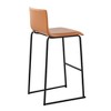 Faux Leather Padded Contemporary Barstool with Metal Base and Built-In Footrest for Kitchen Island or Home Bar, Set of 2 - 4 of 4