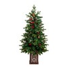Nearly Natural 4' Pre-Lit Artificial Christmas Tree with Pinecones and Berries in Decorative Planter - 2 of 4