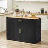 OUTSUPPLY Farmhouse Kitchen Island, Mobile Cart with Spice Rack, Adjustable Shelves & Drawers - 3 of 4