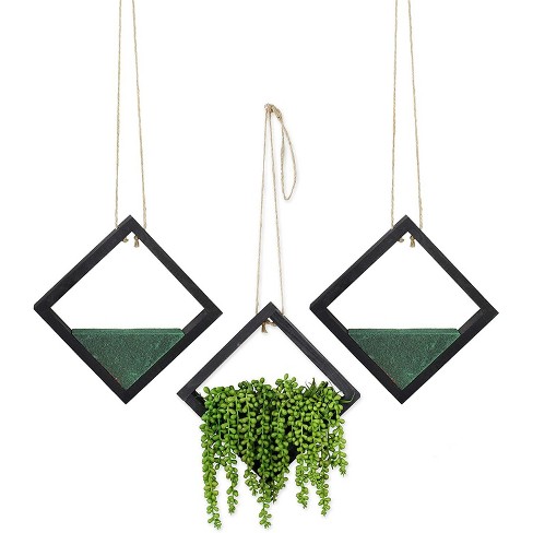 AuldHome Design Artificial Floral Pick Hanging Vases 3pk; Boho Farmhouse Style Wood Faux Plant Greenery Hangers Wall Decor - image 1 of 4