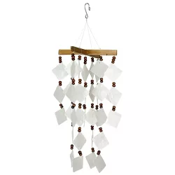 Woodstock Chimes Asli Arts® Collection, Diamond Capiz Chime, 14'' White Wind Chime CDCW