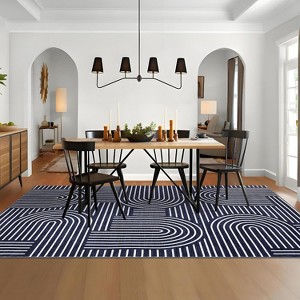 Runner Rug, Modern Minimalist Arched Lines Carpet, Machine Washable Area Rug Pet Friendly for Hallway, Kitchen, Bathroom - 1 of 4