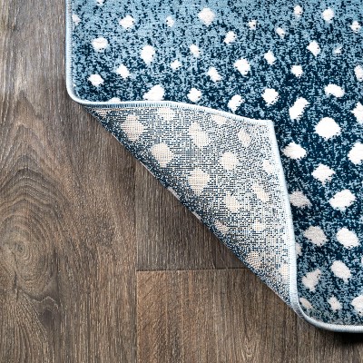 Ivory and Blue Abstract Antelope Washable Area Rug