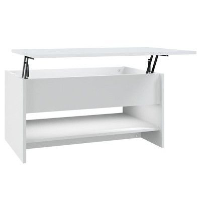 vidaXL Modern Coffee Table in White with Hidden Storage, Liftable Design, Made from Resistant, Moisture-Resistant Engineered Wood