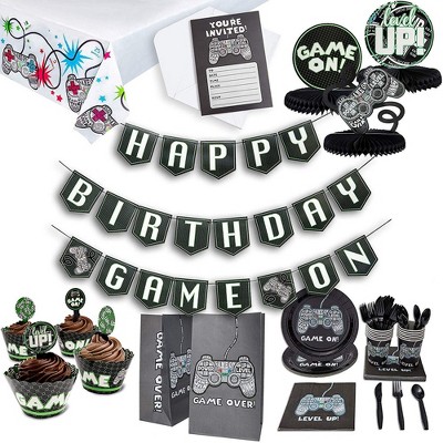 Juvale 125-Piece Video Game Birthday Party Pack for 12 Gamer Decorations and Supplies