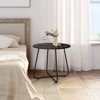 VisioGear Patio Small Side Table, Round Coffee Table with Adjustable Leveling Feet, End Table for Garden Balcony Yard, Black, 17.72"*17.72"*18.11" - 2 of 4