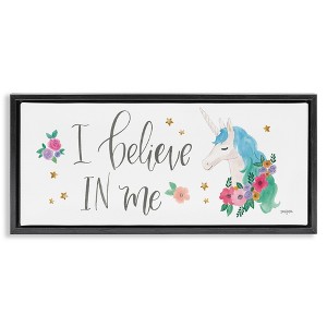 Stupell Industries Believe In Me Blue Unicorn, 25" x 11" - 1 of 4