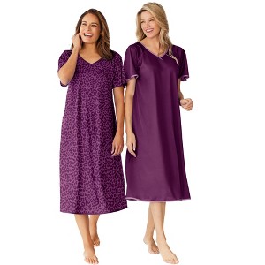 Only Necessities Plus Size 2-Pack Short Silky Gown - 1 of 4