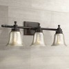 Possini Euro Design Varra Rustic Industrial Wall Light Bronze Hardwire 26 1/2" 3-Light Fixture Bell Mercury Glass Shade for Bedroom Bathroom Vanity - 2 of 4