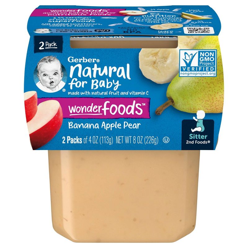 Gerber Sitter 2nd Foods Banana Apple Pear Baby Meals - 2ct/8oz, 1 of 7