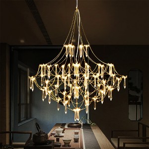 37.4" Crystal Chandelier, Farmhouse Ceiling Pendant Hanging Light Fixture for Dining Room,Bedroom,Living Room,Entryway,Foyer - 1 of 4