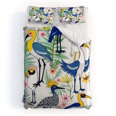 Deny Designs 3pc Full/Queen 83 Oranges The Aviary Almanac Duvet and Sham Set