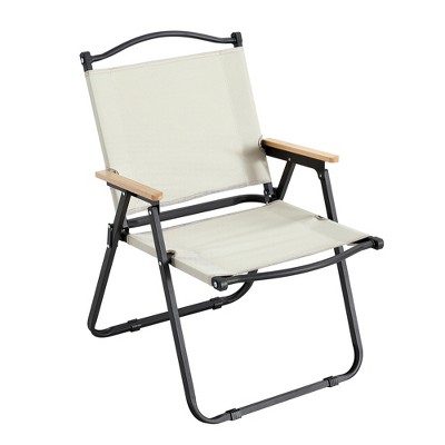 DOMETOUR Outdoor Folding Chair Beige Suitable for Camping and Picnic Portable