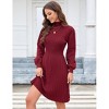 Women's Mock Neck Knit Sweater Dress Casual Long Sleeve  Ribbed Knit Pullover Dress - 4 of 4