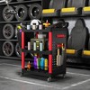 HOMCOM 3-Tier Rolling Tool Cart, 200 LBS Capacity Plastic Utility Cart with Side Shelf and Storage Bucket for Garage, Workshop - 2 of 4