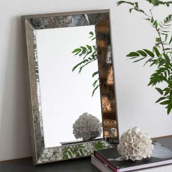 Rectangle Vintage Silver Mirror,Wall Mirror Decor,Mirrored Display Tray,Distressed Mirror Wall Decor For Living Room,Hanging Mirror-The Pop Home