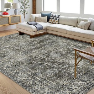 Area Rugs, Vintage Rug, Machine Washable, Floor Carpet Indoor, Low Pile Non Slip Floor Mat, for Bedroom Dining Room Farmhouse - 1 of 4