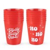 Blush Holiday Vibes Red Plastic Cups, Disposable Cups for Serving Cocktails, Eggnog, Beer, Wine, Mocktails, Soda, Juice, Party Cups, 16 oz, Set of 12 - 3 of 3
