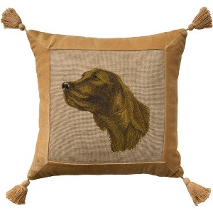Mina Victory Vintage Golden Retriever 20" x 20" Beige Indoor Throw Pillow - 1 of 4