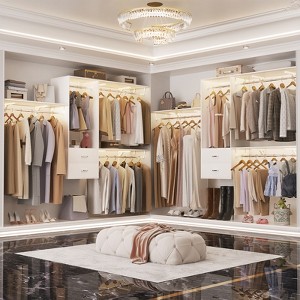 Aheaplus Closet System with 2 Drawers,Wardrobe Clothes Organizer with 4 Hanging Rods - 1 of 4