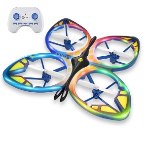 Contixo TD2 Kids Mini Drone, Blue Butterfly RC Drone with LED Lights, One-Button Takeoff/Landing, 3D Flip, Headless Mode, Altitude Hold, 2 Batteries - 1 of 4