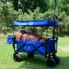 VisioGear 140L Collapsible Wagon with Removable Canopy, Cooler Bag and Wheels for Camping Beach Shopping, Blue, 35"*20"*45" - 2 of 4