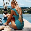 Women's Ruffled Lace Up One Piece Swimsuit -Cupshe - 3 of 4