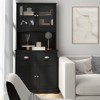 Tangkula Tall Storage Cabinet Freestanding Kitchen Pantry w/ Microwave Stand & 2 Drawers for Living Room Dining Room - 3 of 4
