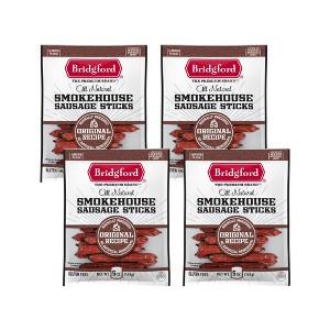 Bridgford Smokehouse Sausage Sticks Original 5 oz - Gluten Free High Protein Smoked Sausage Sticks for a Variety of Dietary Preferences - 1 of 4