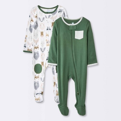 Image of Baby 2pk 'Little Cub' Sleep N' Play - Cloud Island™ Olive Green 3-6M
