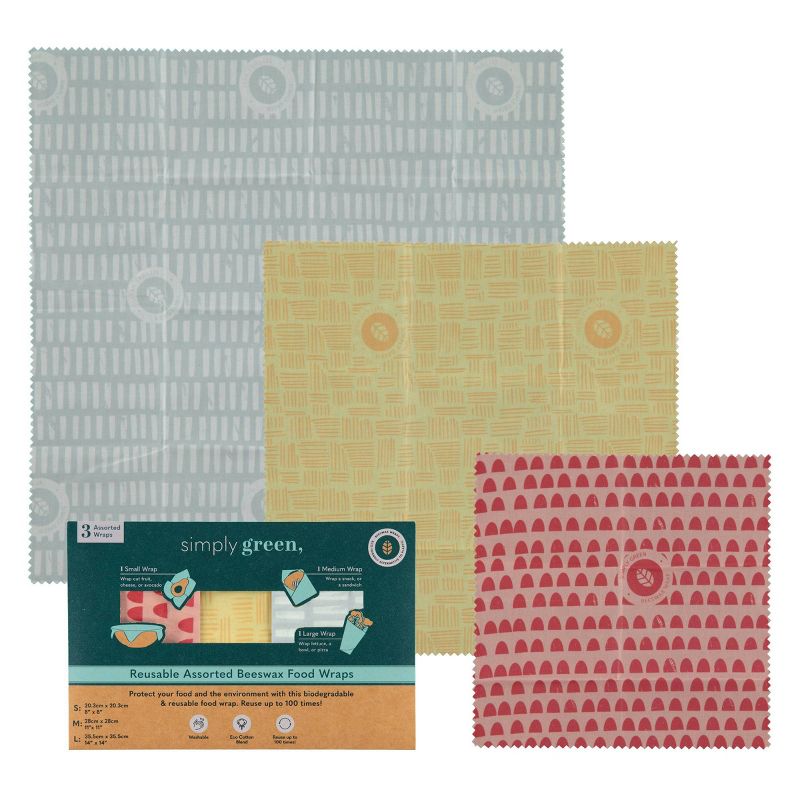 Simply Green Beeswax Food Wraps Assorted - 2.64 sq ft, 1 of 6