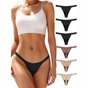 TIICHOO Thong Period Underwear for Women Seamless Lace Period Panties Thong Pack of 6 - 1 of 4