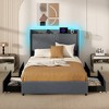 Tangkula Bed Frame w/LED Lights Charging Station 2 Storage Pockets & 4 Drawers - image 3 of 4