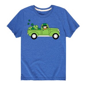 Boys' - Instant Message - St. Patrick's Day Leprechaun Truck Delivering Luck Short Sleeve Graphic T-Shirt - 1 of 4