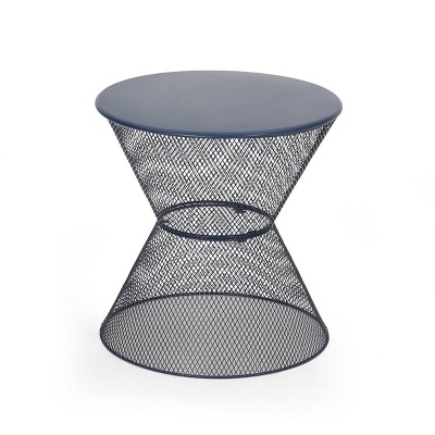GDFStudio Doane Outdoor Metal Mesh Hourglass Side Table