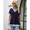 Clearlove Women's Long Sleeve Contrast Collared Shirts Patchwork Work Blouse Tunics Tops - 2 of 4