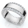 Pompeii3 1Ct Lab Created Diamond Ring Mens Textured Wedding 8mm Band White or Yellow Gold - 3 of 4