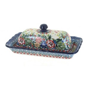 Blue Rose Polish Pottery A65 Ceramika Artystyczna Butter Dish - 1 of 2