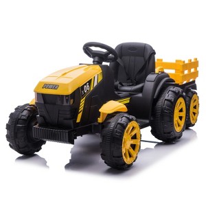 12V Electric Ride-On Tractor for Kids with Detachable Trailer, Parental Remote Control¨C Battery Toy Vehicle for Ages 3+ - 1 of 4